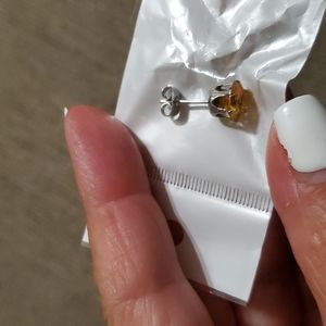 JTV round lab created topaz stud earrings